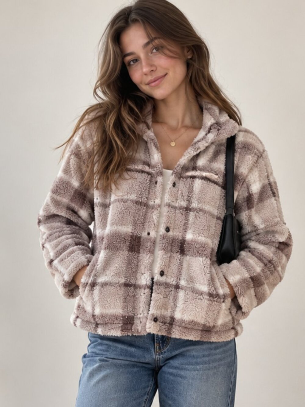 Plaid Sherpa Fleece Jacket
